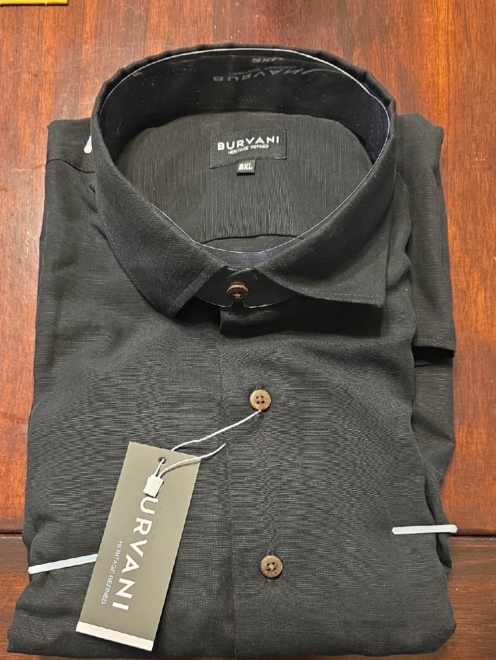 Burvabi Men’s Black Button-Down Shirt